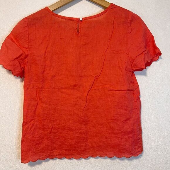 J. Crew Linen Embroidered Blouse 4 - Picture 7 of 8